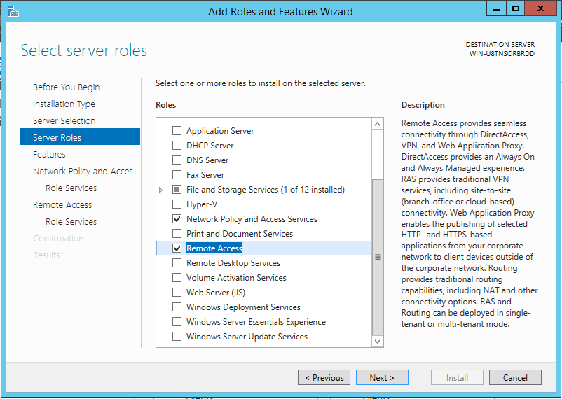 Add Roles and Features Wizard